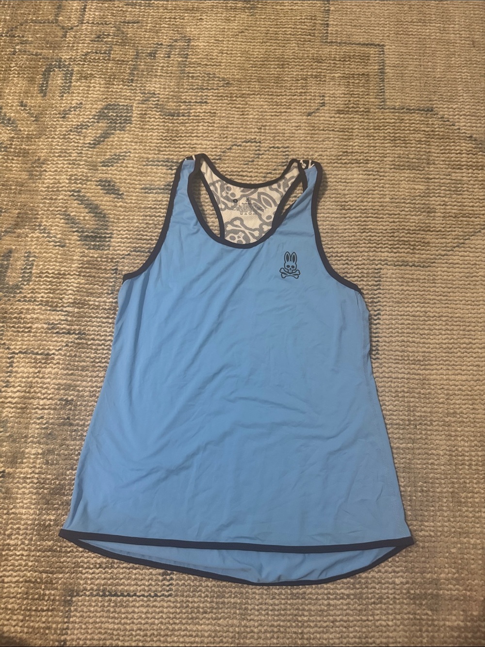 Psycho Bunny Light Blue Racerback Tank with Black Trim